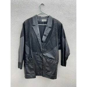 Vintage Womens Northside Fashions Jacket Size Unknown Genuine Leather Button Up